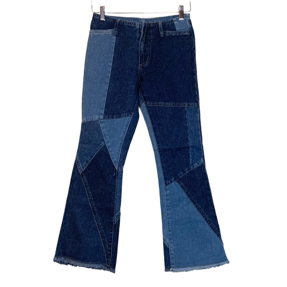 Wild Secrets Patchwork Denim Jeans flare lowrise